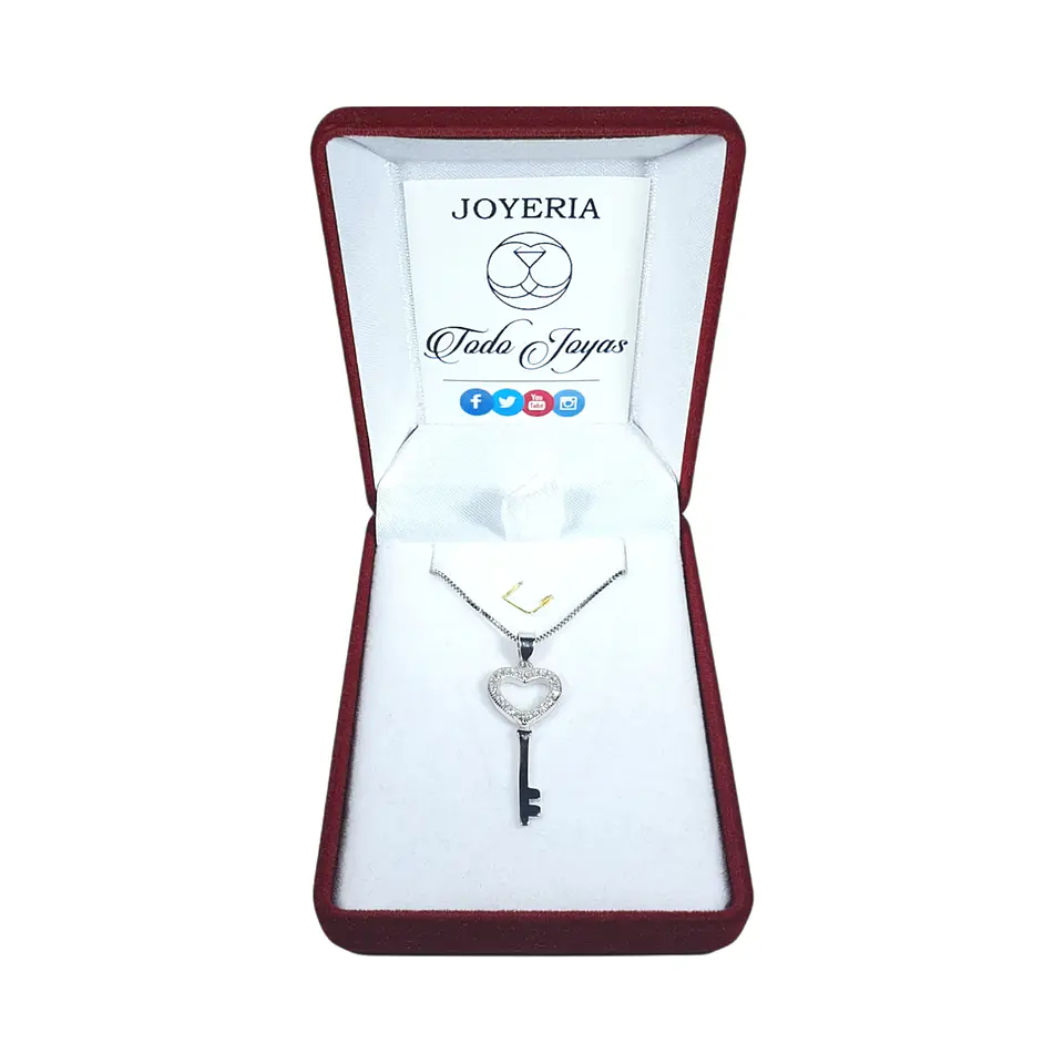 Collar Llave Corazon Circones Plateado 2