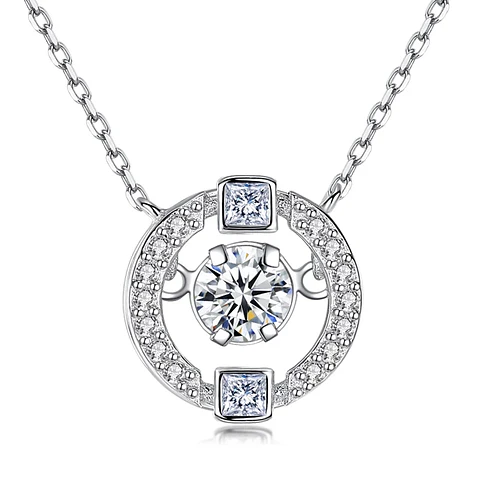 Collar Circulo con Circones Plateado