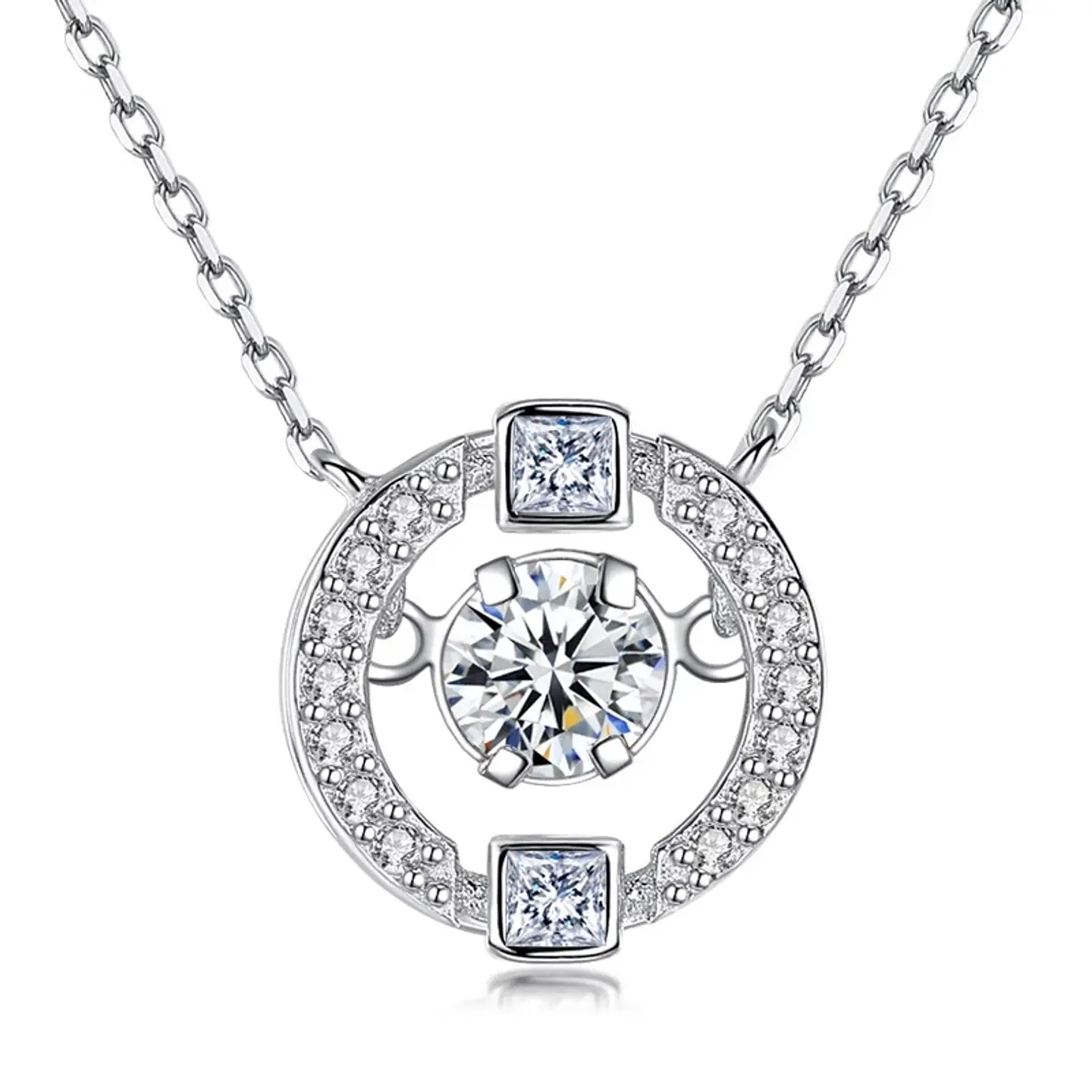 Collar Circulo con Circones Plateado 1