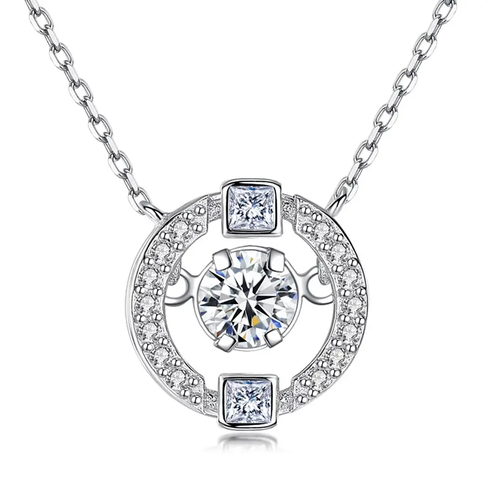 Collar Circulo con Circones Plateado 1