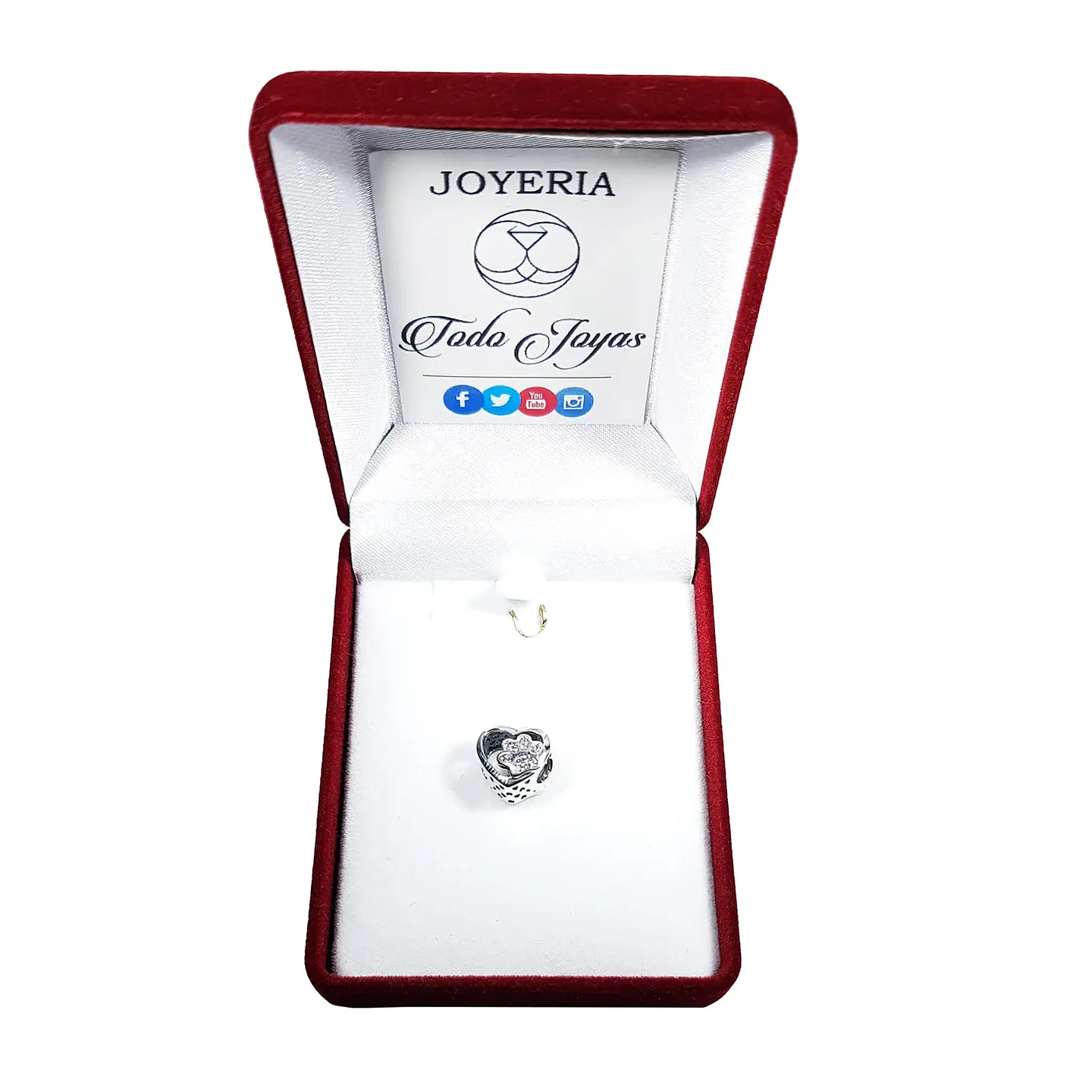 Charm Dije Plata 925 Corazon Patita Rosa Mascota 2