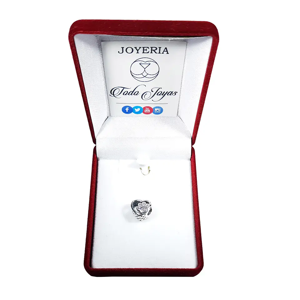 Charm Dije Plata 925 Corazon Patita Rosa Mascota 2