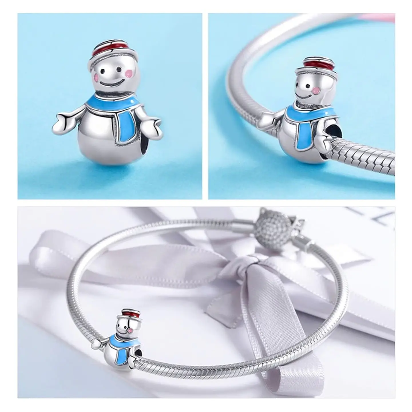 Charm Dije Plata 925 Muñeco de Nieve 3