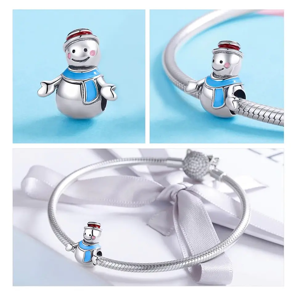 Charm Dije Plata 925 Muñeco de Nieve 3