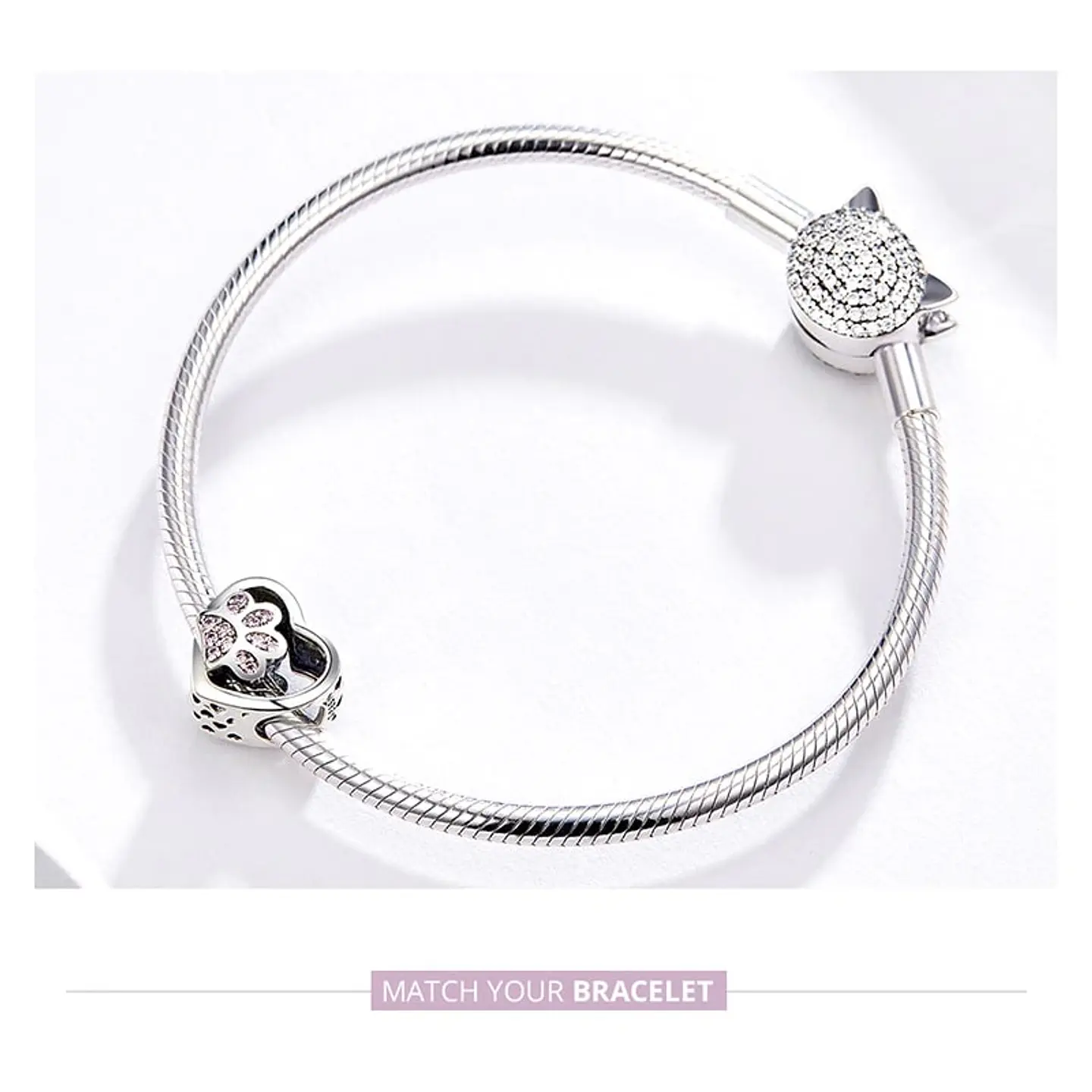 Charm Dije Plata 925 Corazon Patita Rosa Mascota 3