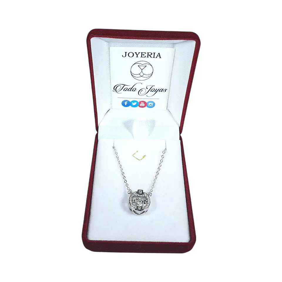 Collar Circulo con Circones Plateado 2