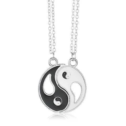 Collar Yin Yang Pareja Negro Blanco