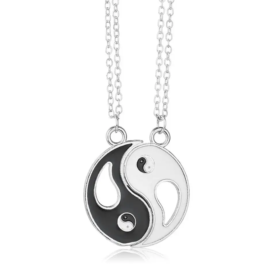 Collar Yin Yang Pareja Negro Blanco 1