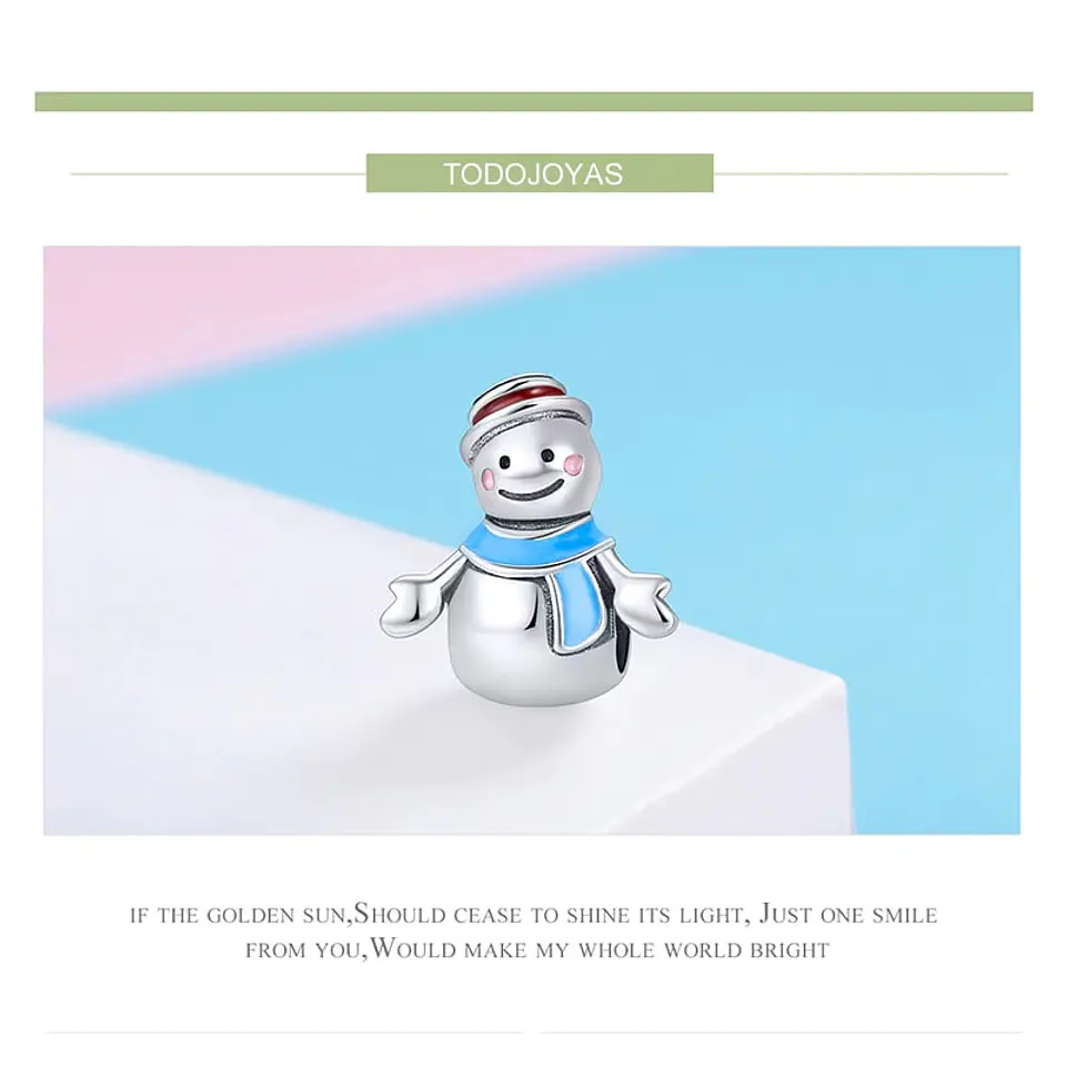 Charm Dije Plata 925 Muñeco de Nieve 6