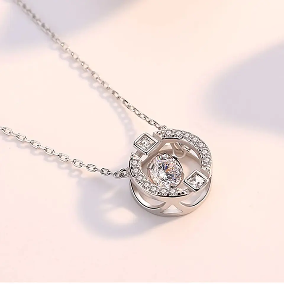 Collar Circulo con Circones Plateado 4