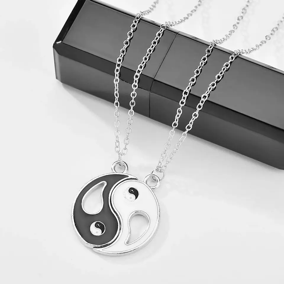Collar Yin Yang Pareja Negro Blanco 3