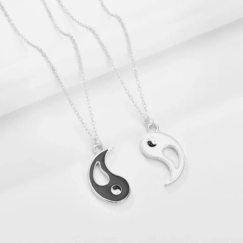 Collar Yin Yang Pareja Negro Blanco 4