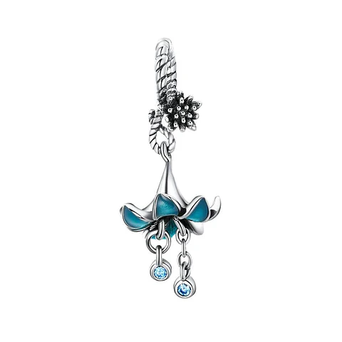 Charm Dije Plata 925 Flor Azul