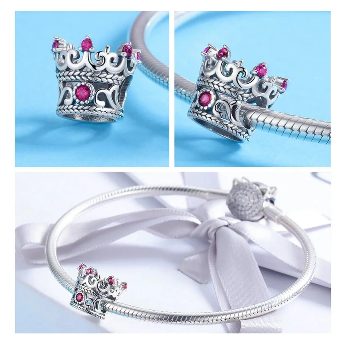 Charm Dije Plata 925 Corona De Reina 3
