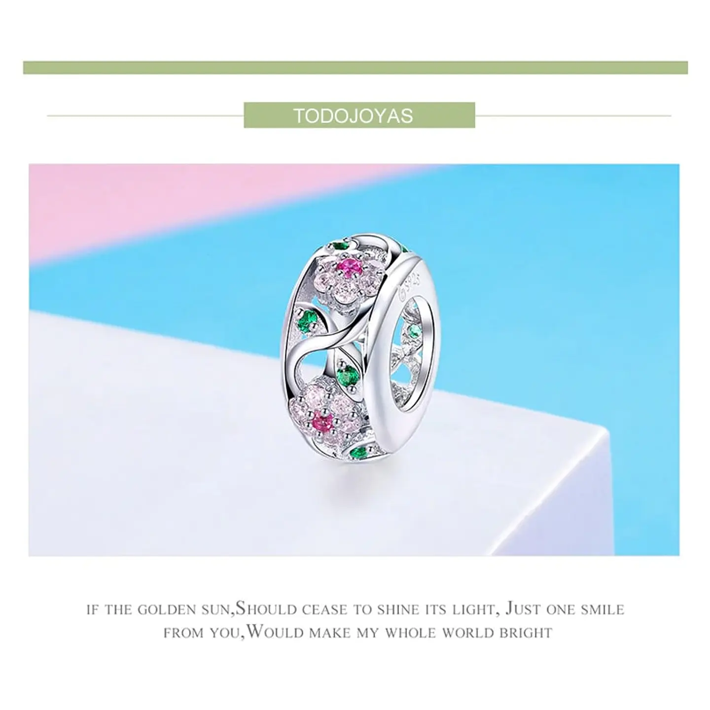 Charm Dije Plata 925 Separador Flores 6