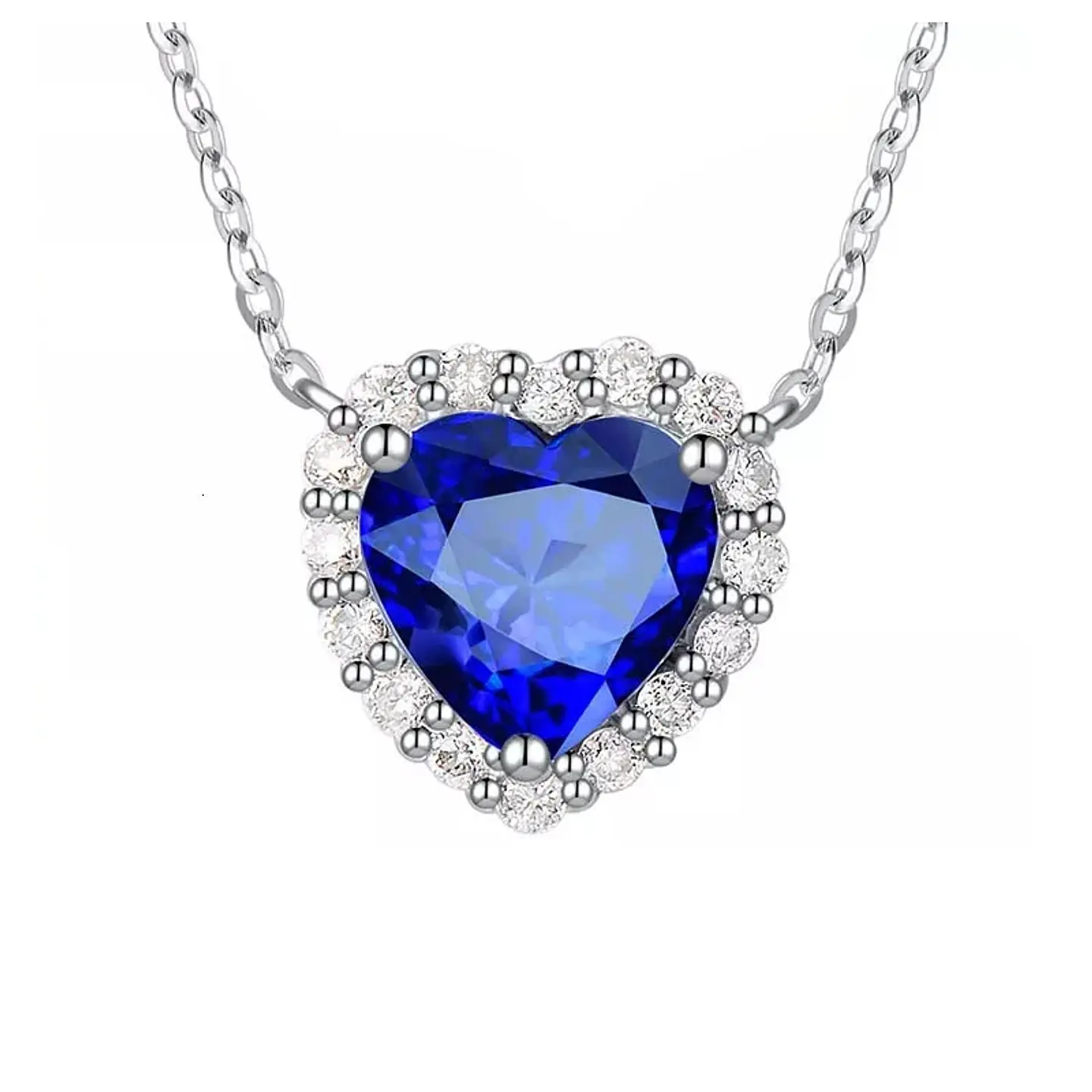 Collar Mini Corazon Azul Titanic Plateado 1