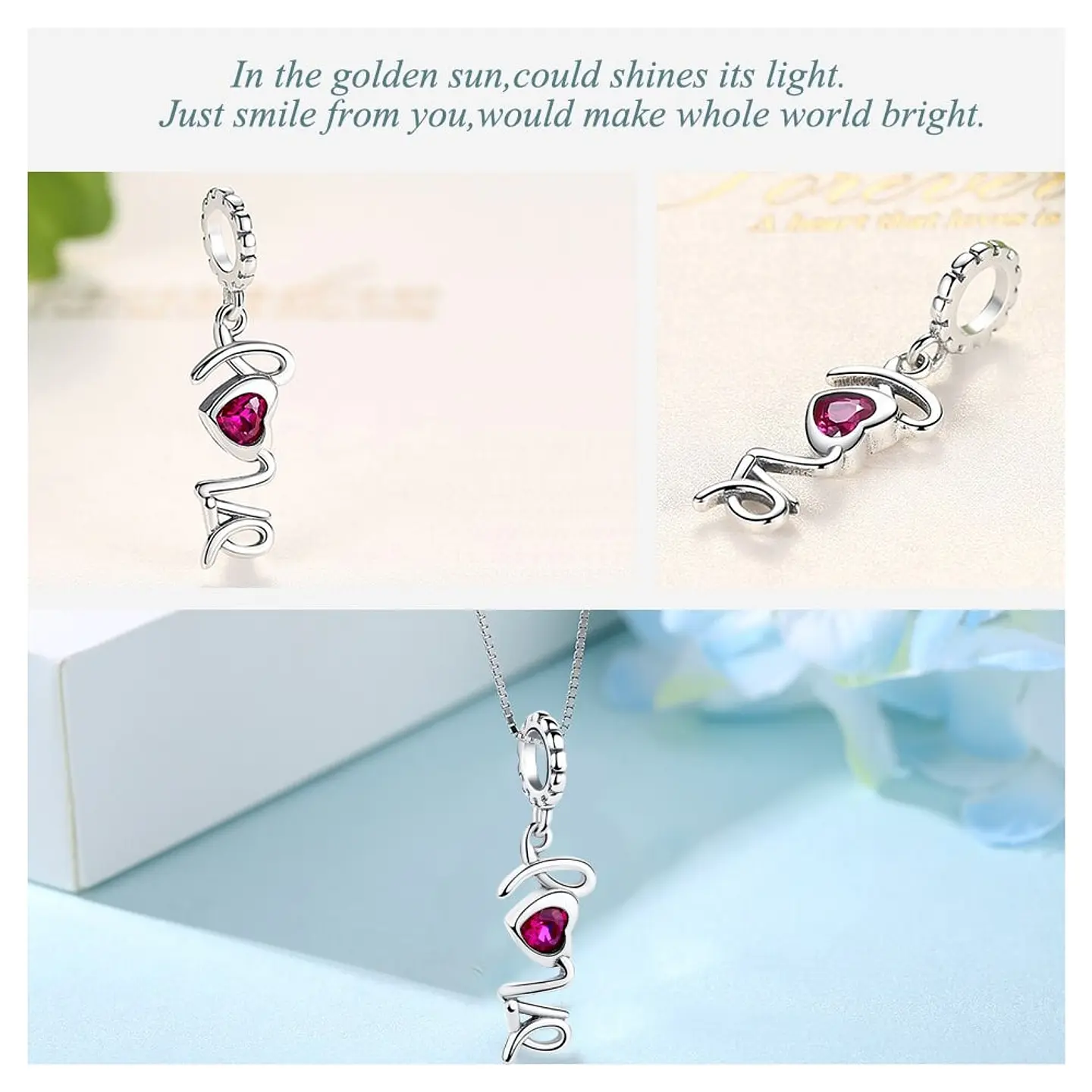 Charm Dije Plata 925 Love Corazon 3