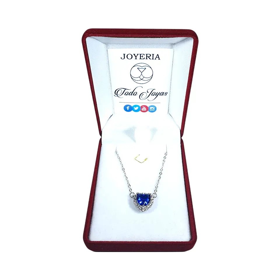 Collar Mini Corazon Azul Titanic Plateado 2