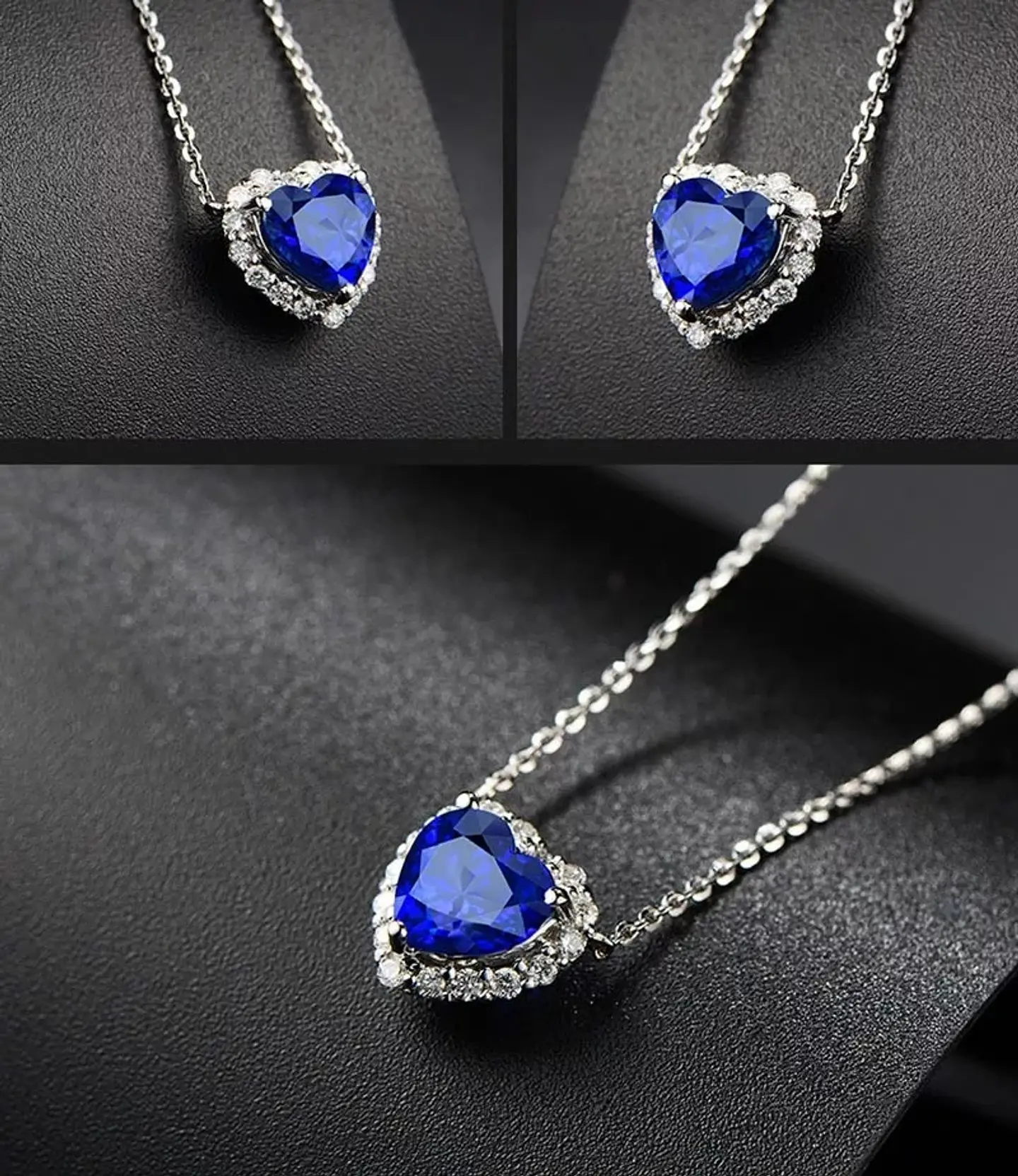 Collar Mini Corazon Azul Titanic Plateado 3