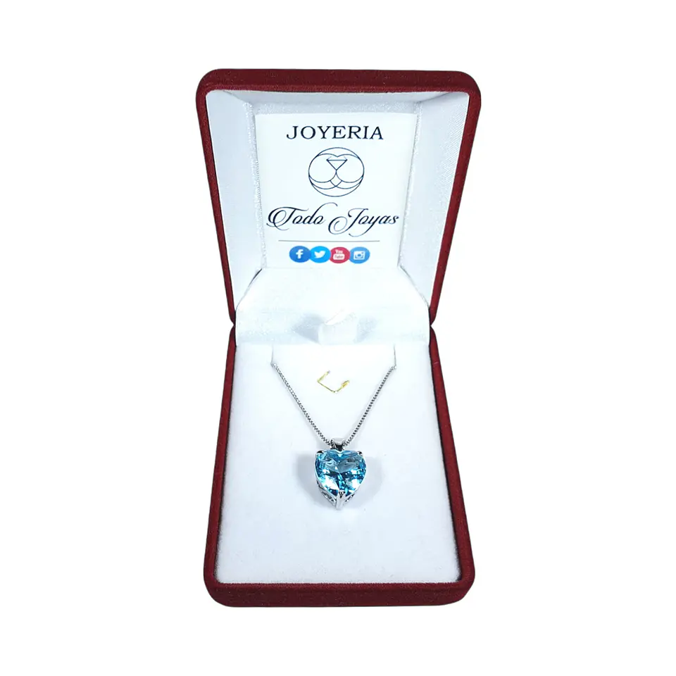 Collar Corazon Cristal Celeste 2