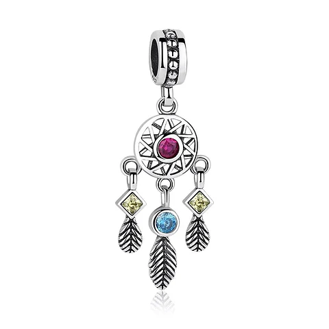 Charm Dije Plata 925 Atrapa Sueños Colores