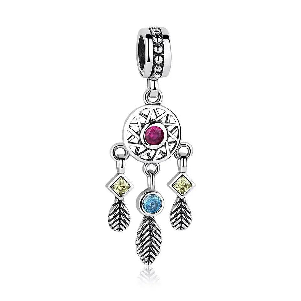 Charm Dije Plata 925 Atrapa Sueños Colores 1