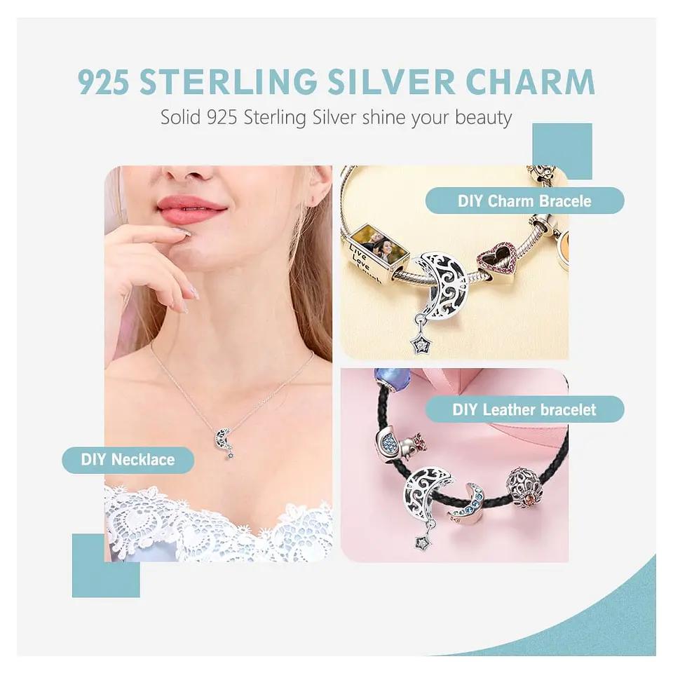 Charm Dije Plata 925 Luna Estrella 3