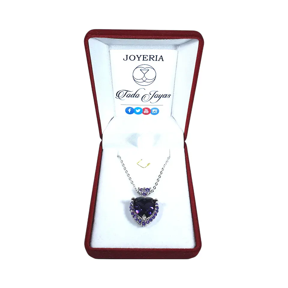 Collar Corazon Cristal Morado 2