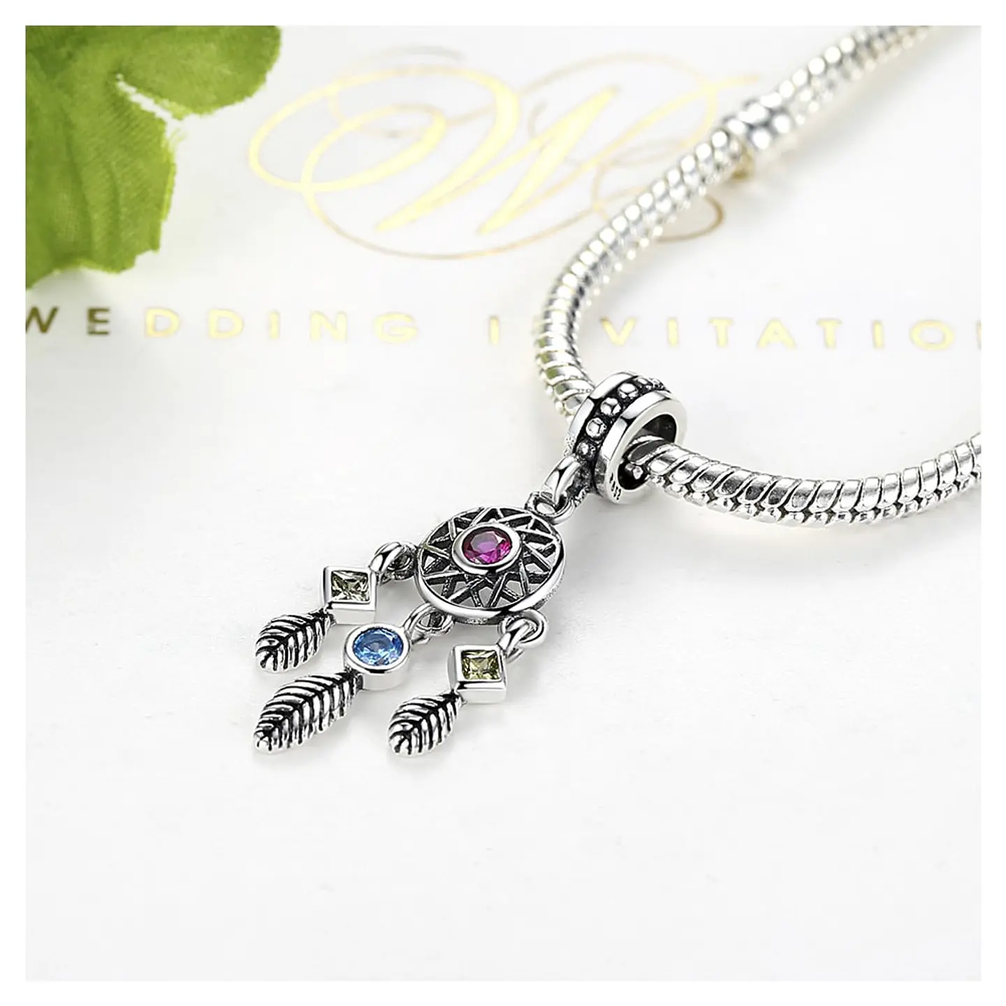 Charm Dije Plata 925 Atrapa Sueños Colores 3