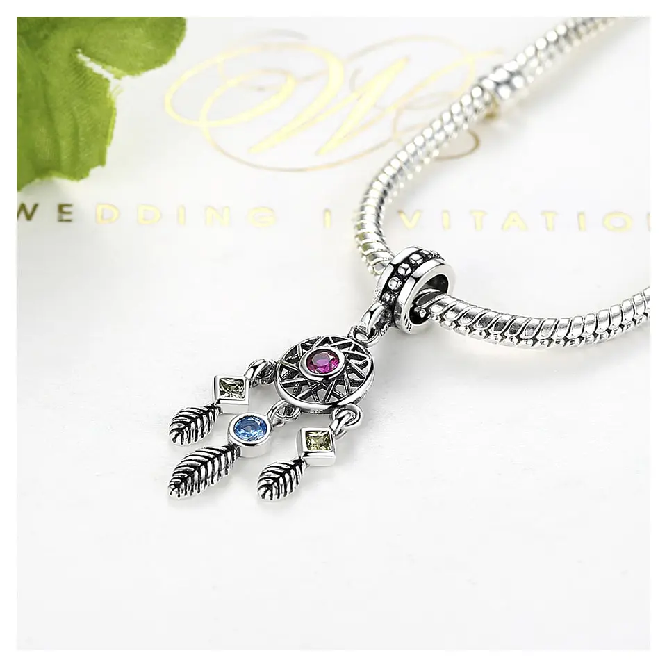 Charm Dije Plata 925 Atrapa Sueños Colores 3
