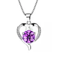 Collar Corazon Cristal Lila Plateado - Miniatura 1
