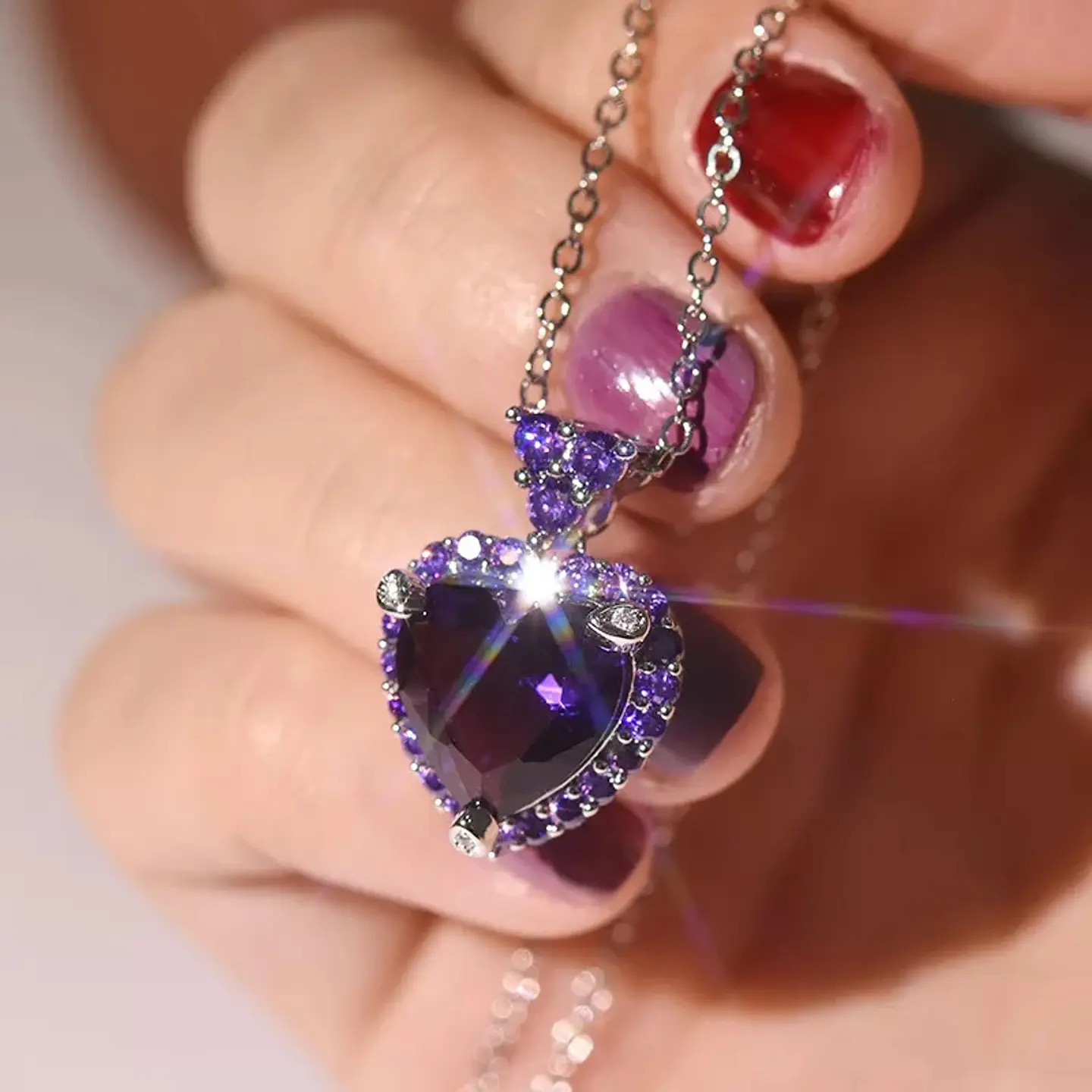 Collar Corazon Cristal Morado 4
