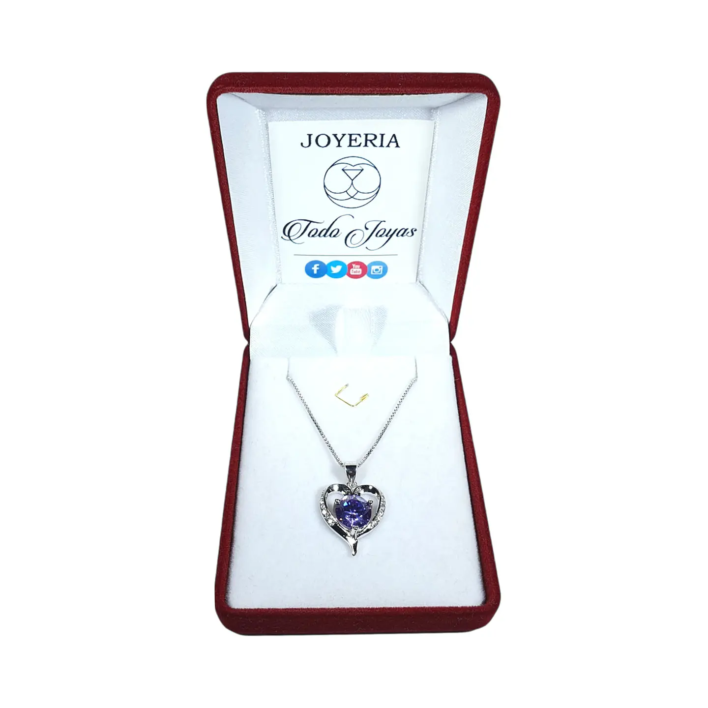Collar Corazon Cristal Lila Plateado 2