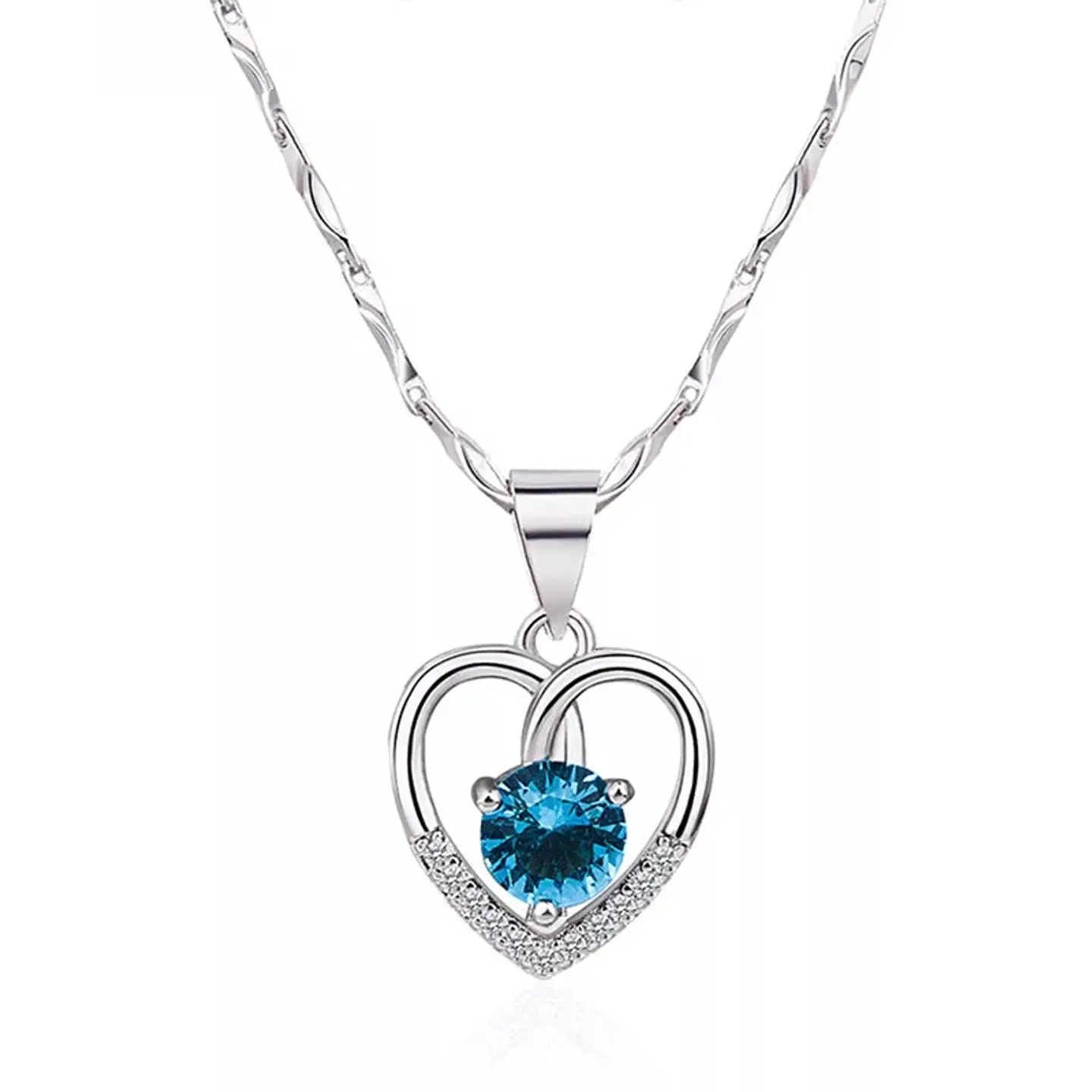 Collar Corazon Circon Azul 1