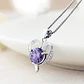 Collar Corazon Cristal Lila Plateado - Miniatura 3