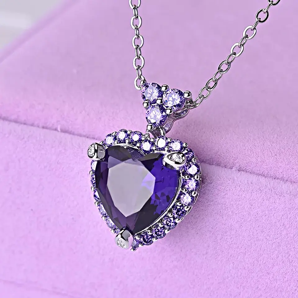 Collar Corazon Cristal Morado 5