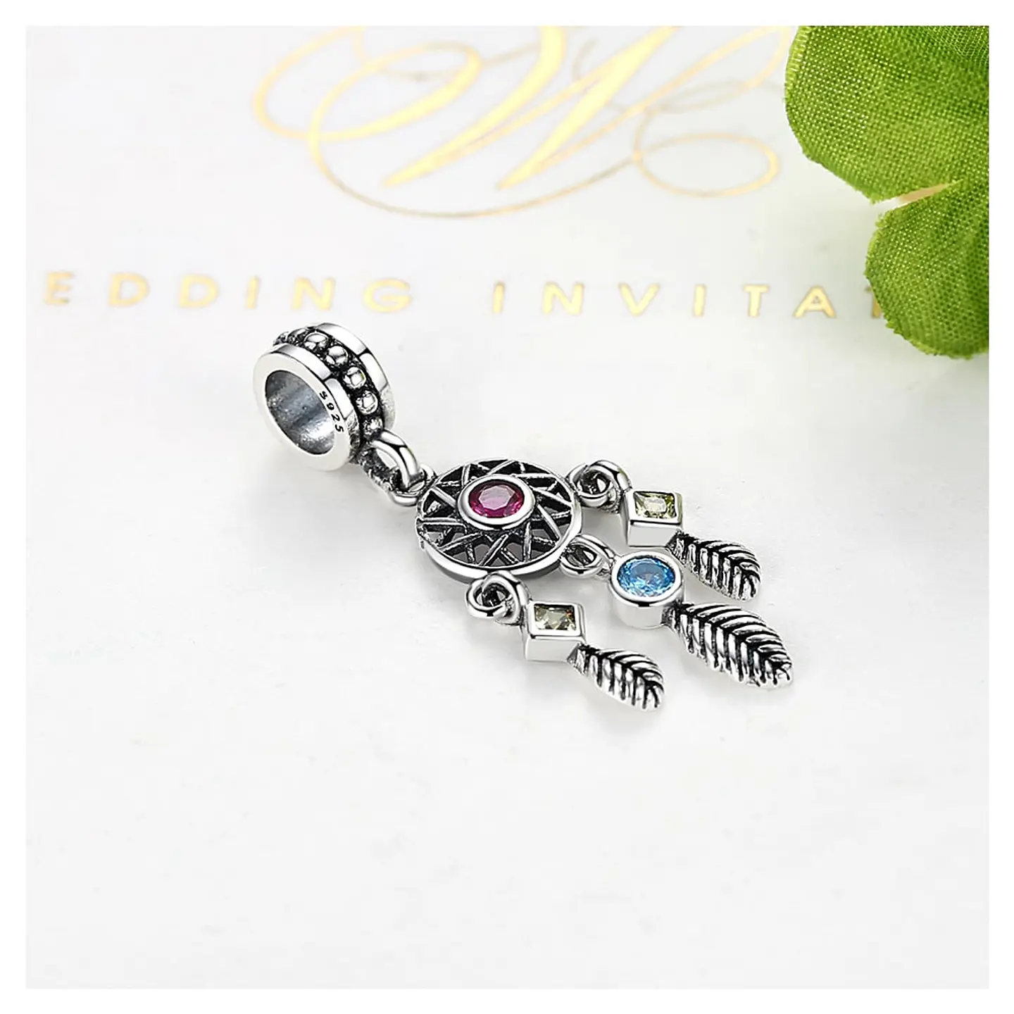 Charm Dije Plata 925 Atrapa Sueños Colores 5