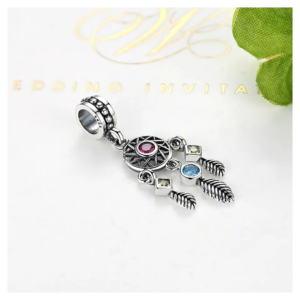 Charm Dije Plata 925 Atrapa Sueños Colores 5