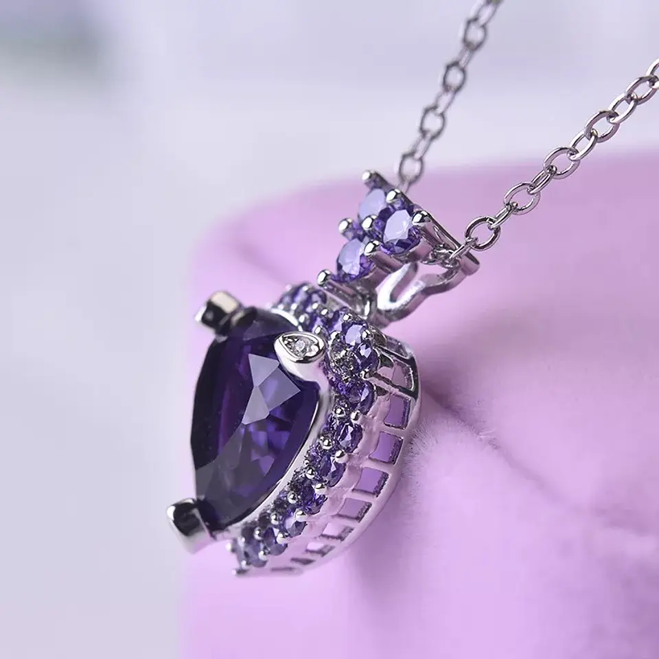 Collar Corazon Cristal Morado 6