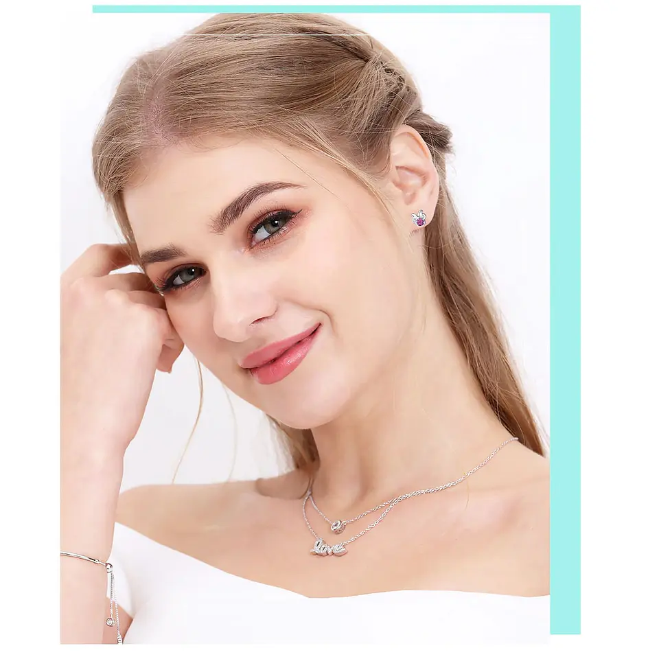 Aros Plata 925 Ratoncita Rosado 5