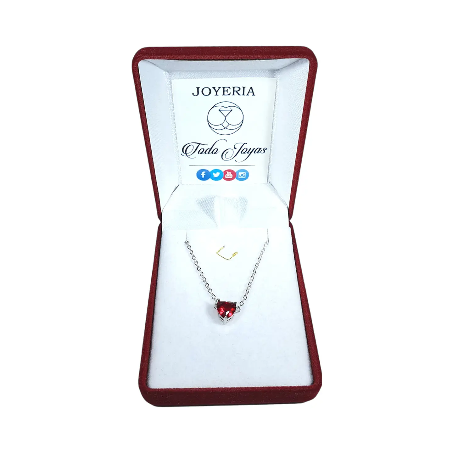 Collar Mini Corazon Cristal Rojo 2