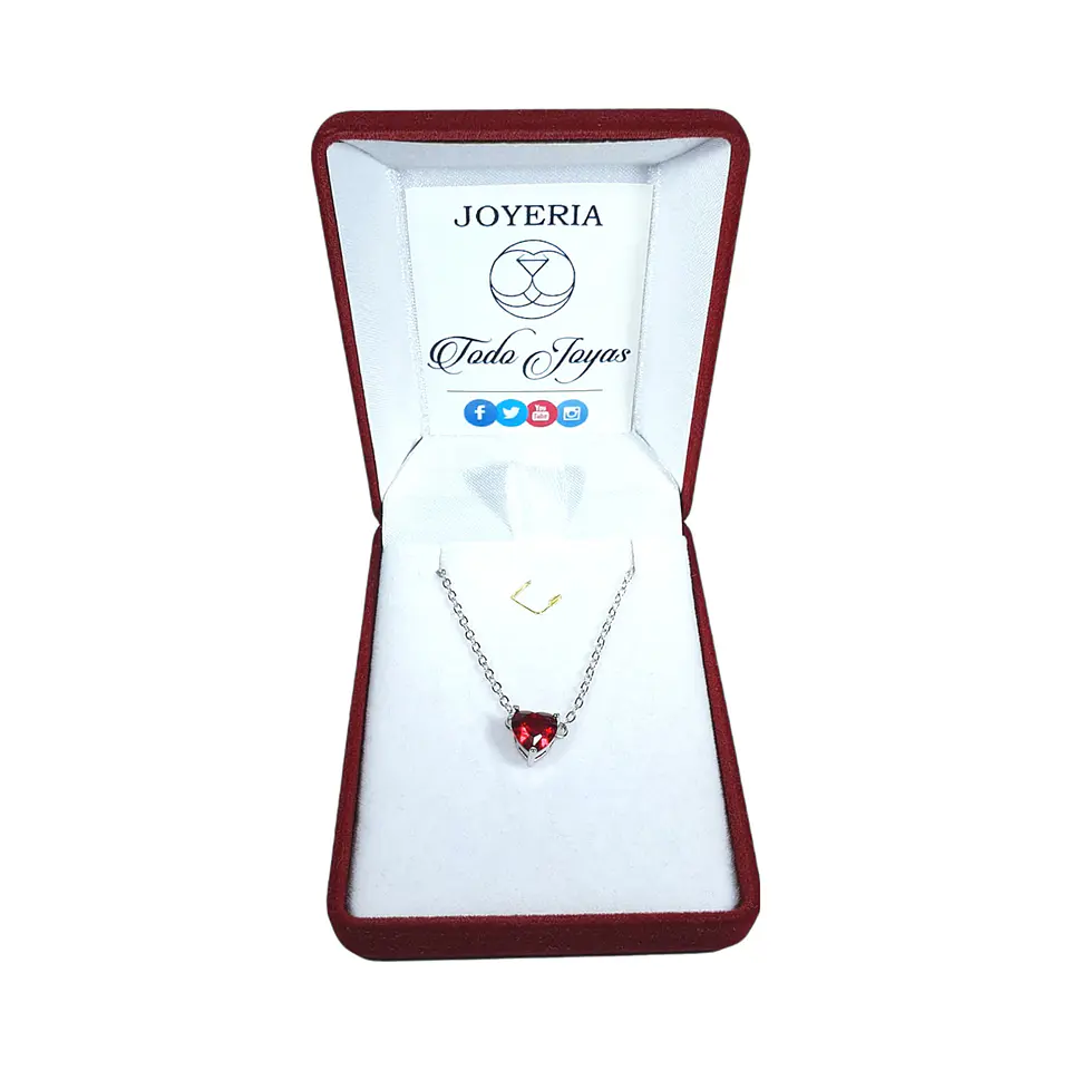 Collar Mini Corazon Cristal Rojo 2