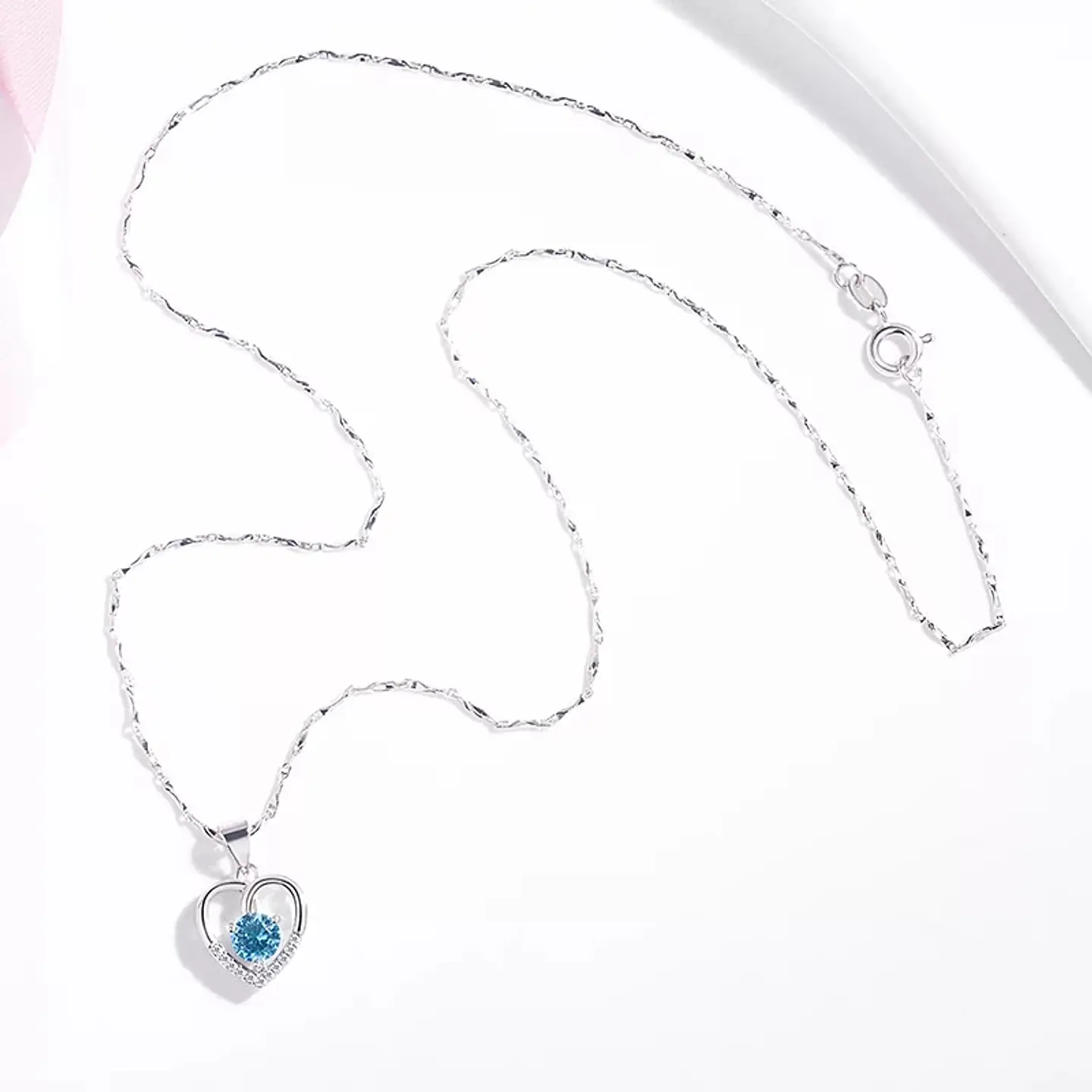 Collar Corazon Circon Azul 4