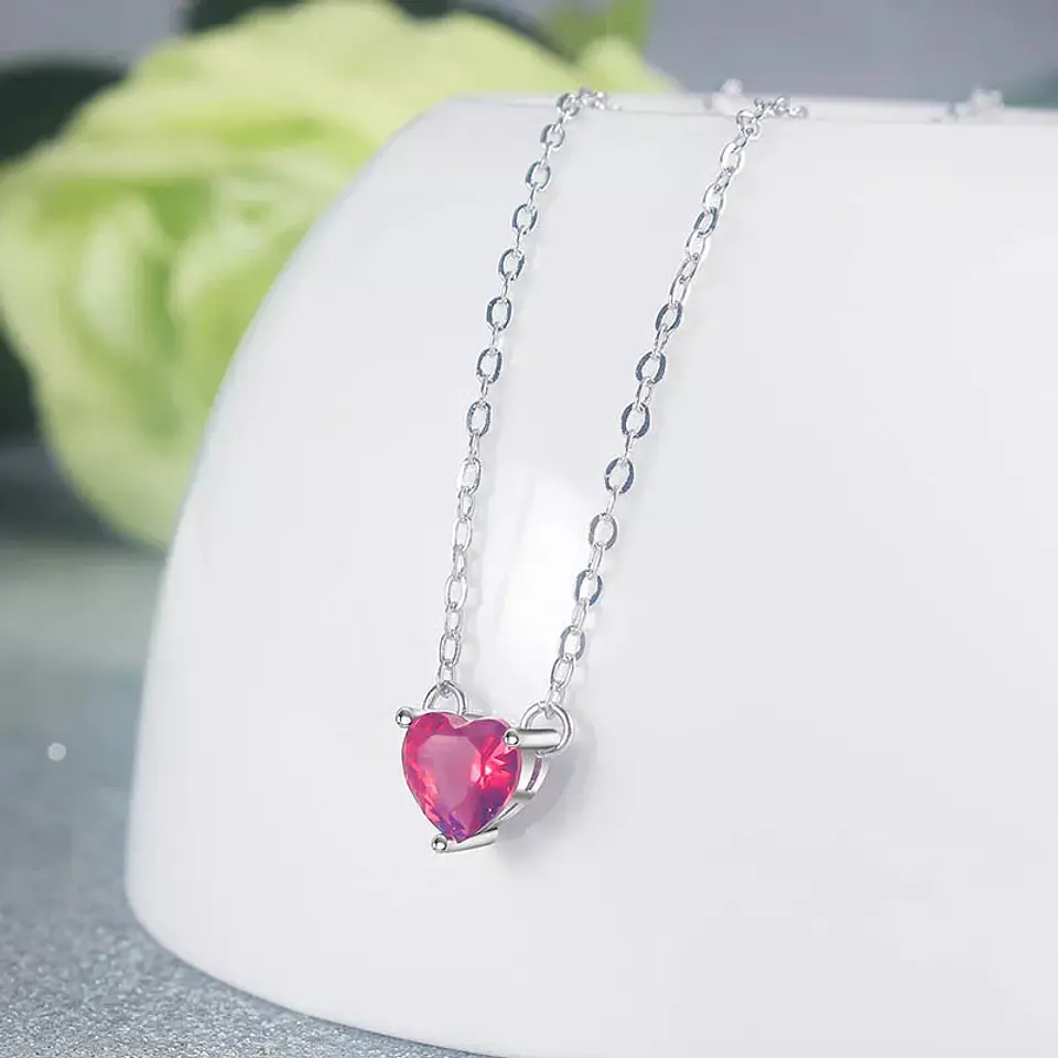 Collar Mini Corazon Cristal Rojo 3