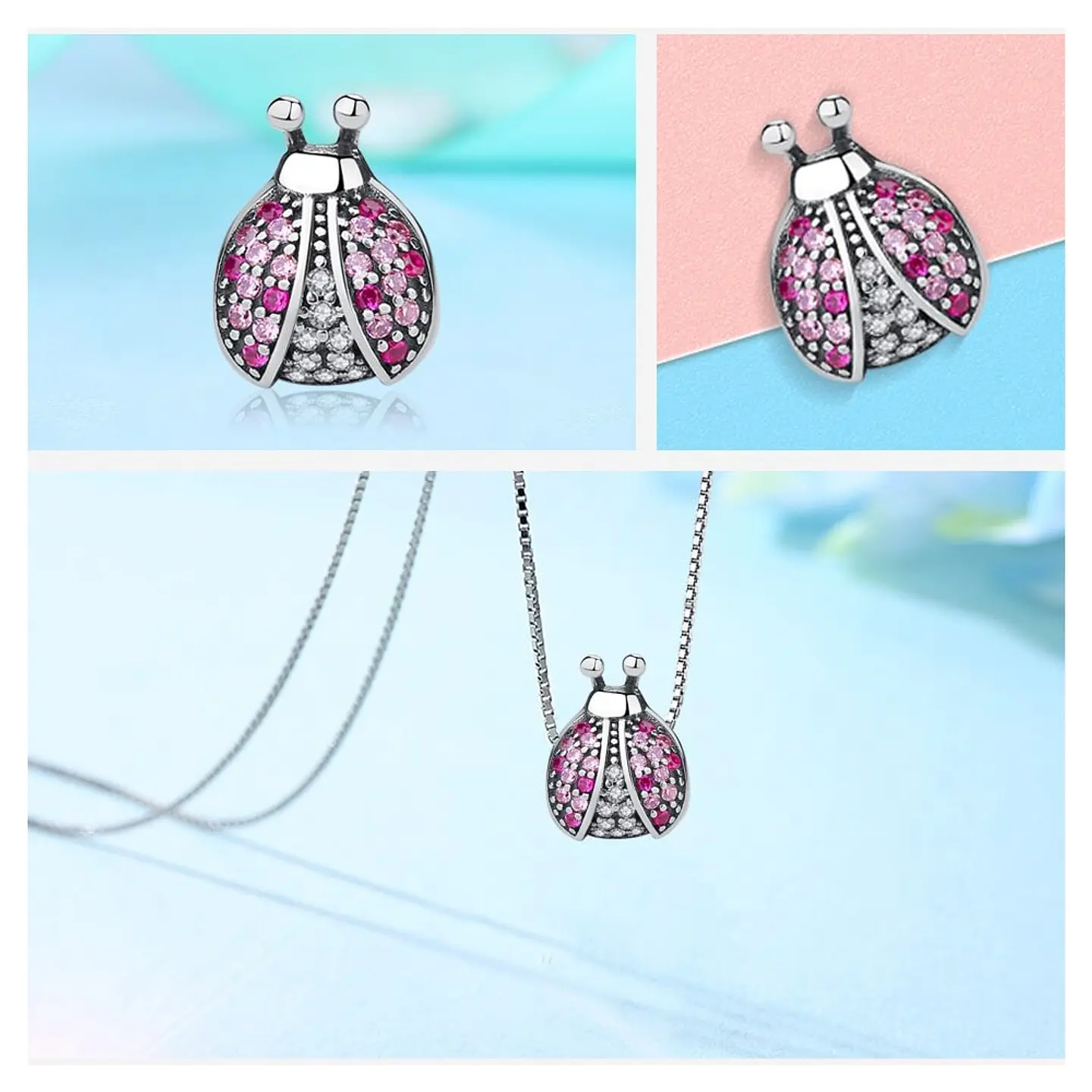 Charm Plata 925 Mariquita Rosada 3