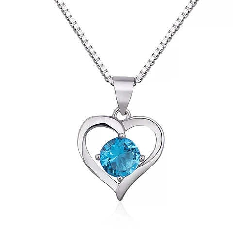 Collar Corazon Elegante Azul