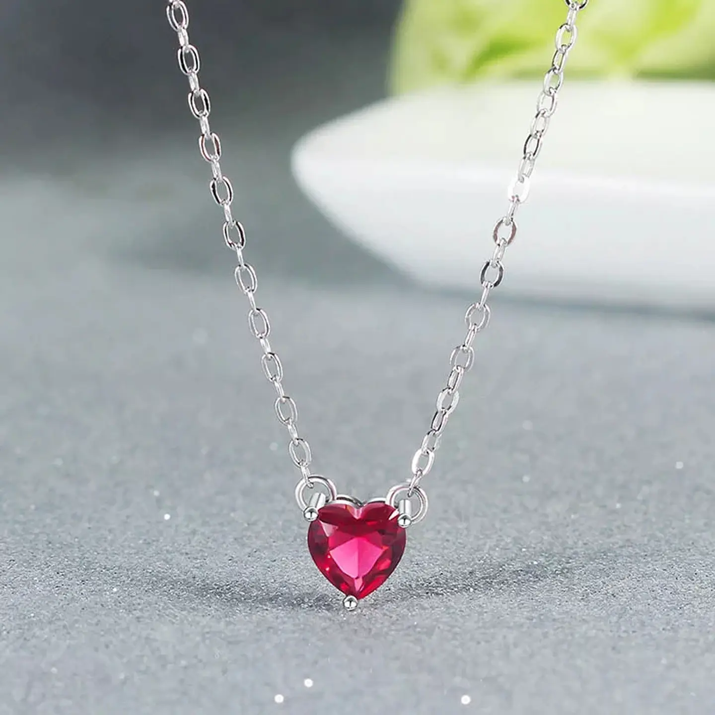 Collar Mini Corazon Cristal Rojo 5