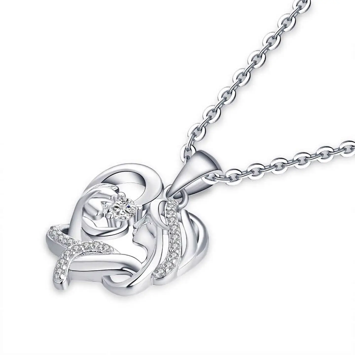Collar Mama y Bebe Amor Madre Plateado 3