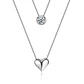 Collar Doble Plateado Corazon Circon - Miniatura 1