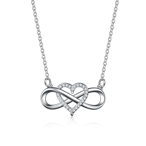Collar Infinito Corazon Plateado